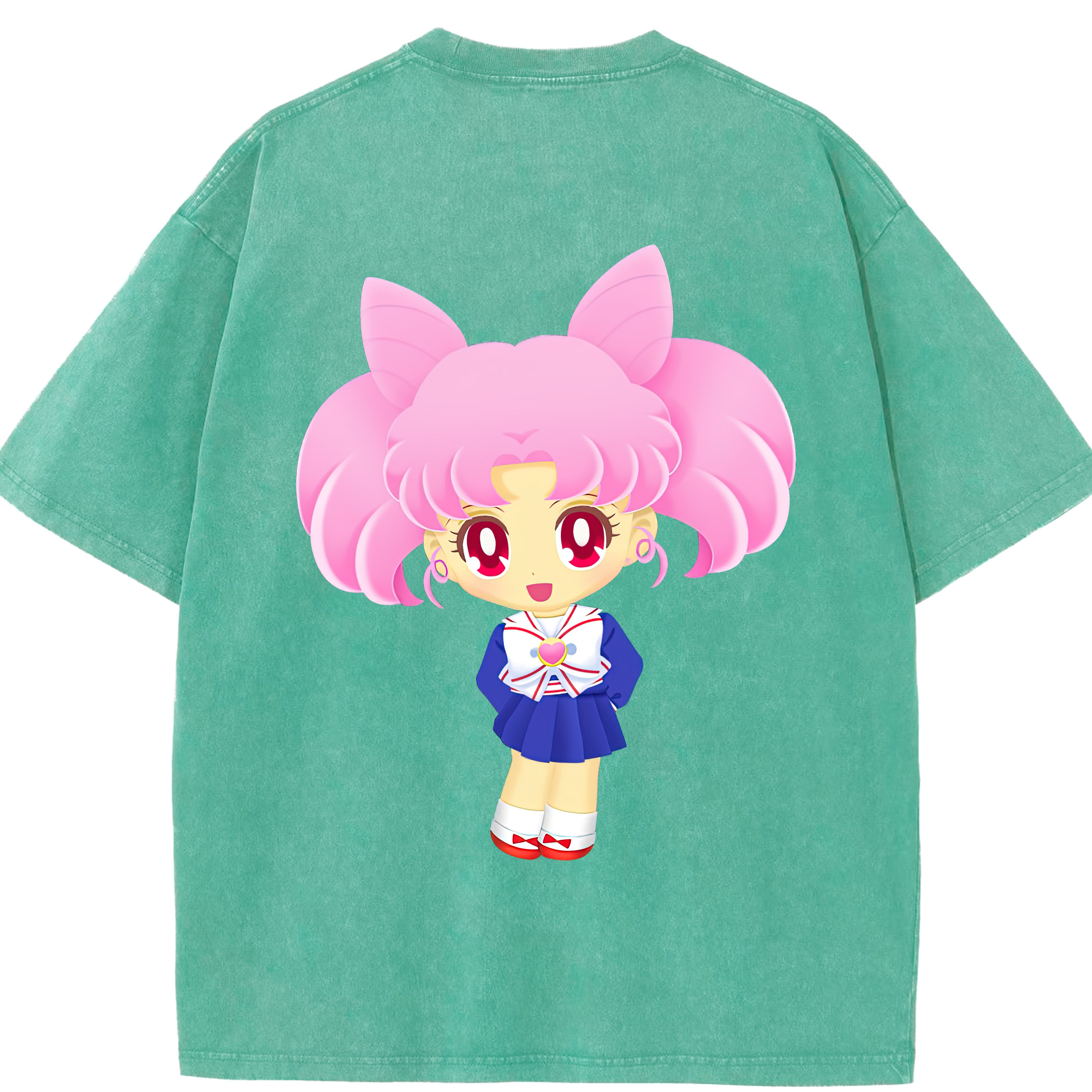 （画像用） 美少女戦士セーラームーン ちびうさ Sailor Moon Chibiusa Tsukino Usagi Small Lady Serenity 綿100% ヴィンテージ風 半袖Tシャツ（背面プリント）